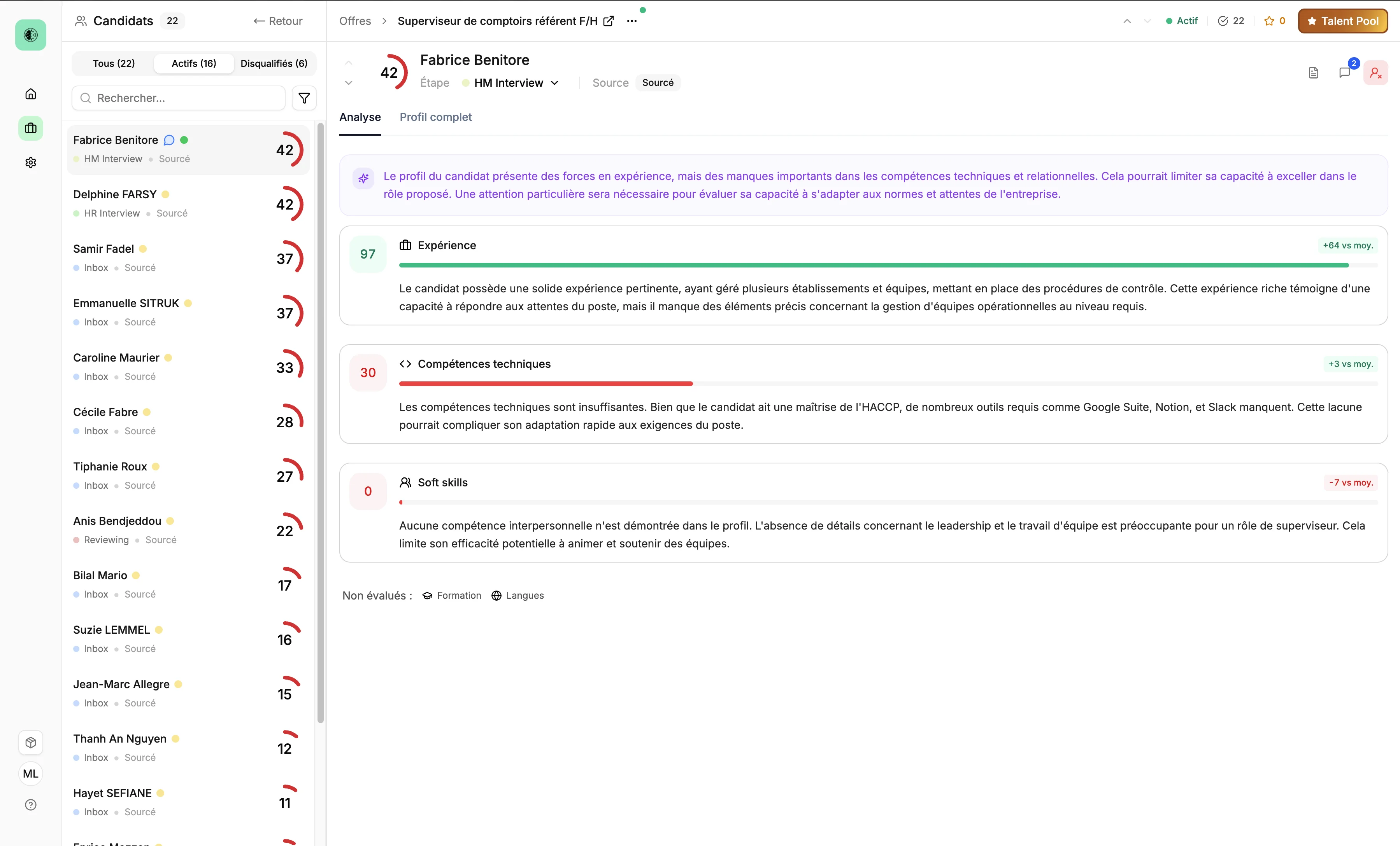 Rapport détaillé de scoring